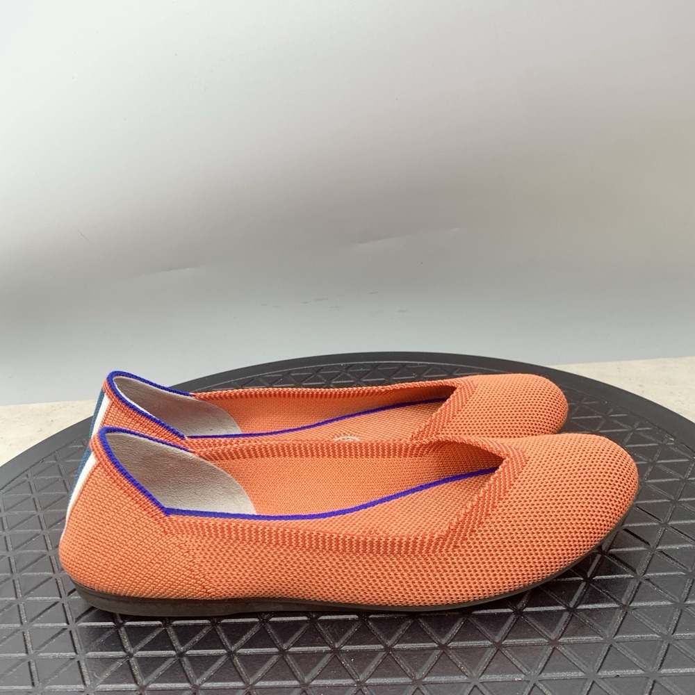 Rothy's Flats Women Size 6 Shoes Round Toe‎ Slip On Loafers Orange Stretch Knit